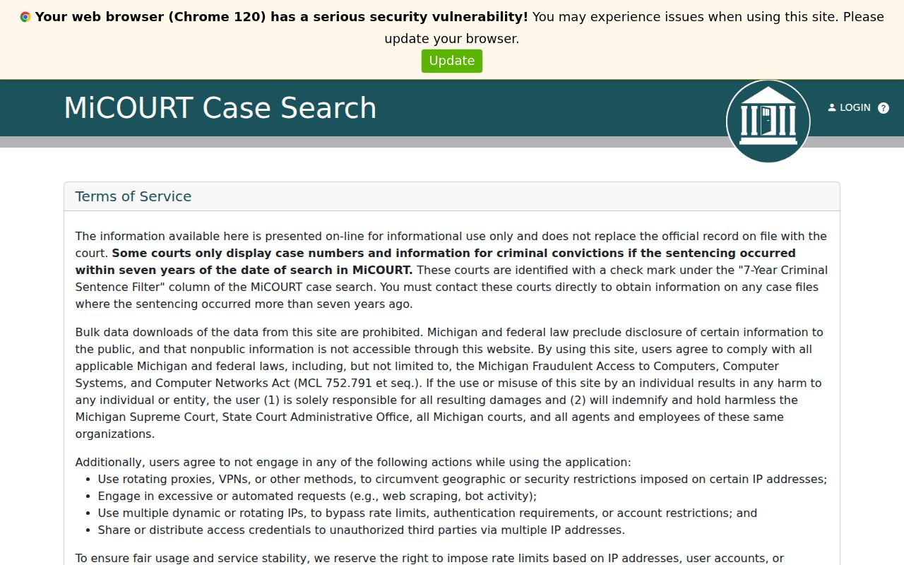 Muskegon County docket search scoped to 60th District Court MiCOURT