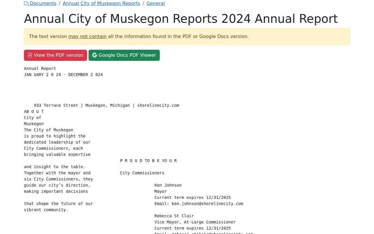 Muskegon court records official City Hall annual report page