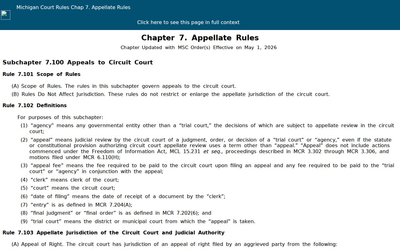 North Muskegon court records Michigan appellate rules