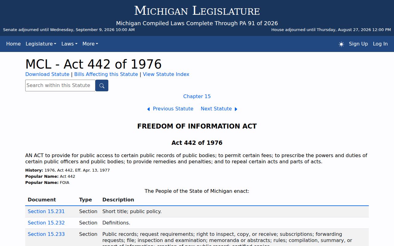 North Muskegon court records Michigan FOIA reference