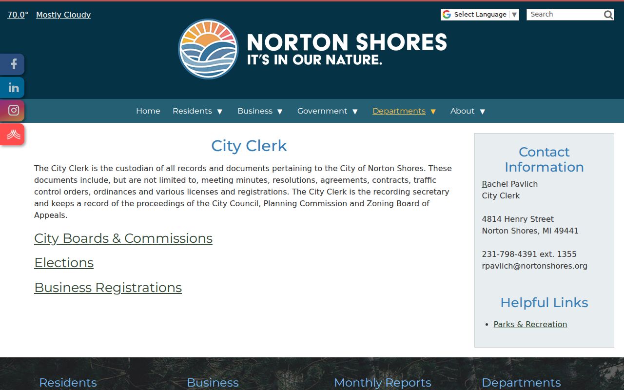 Norton Shores court records City Clerk records custodian page
