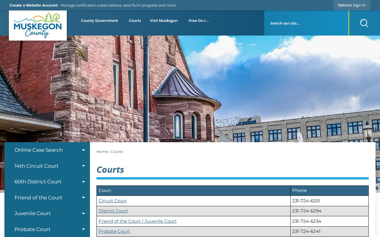 Norton Shores court records Muskegon County Courts page