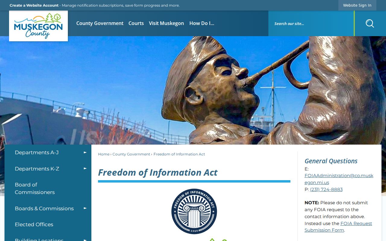 Muskegon County court records FOIA access page exclusion notice