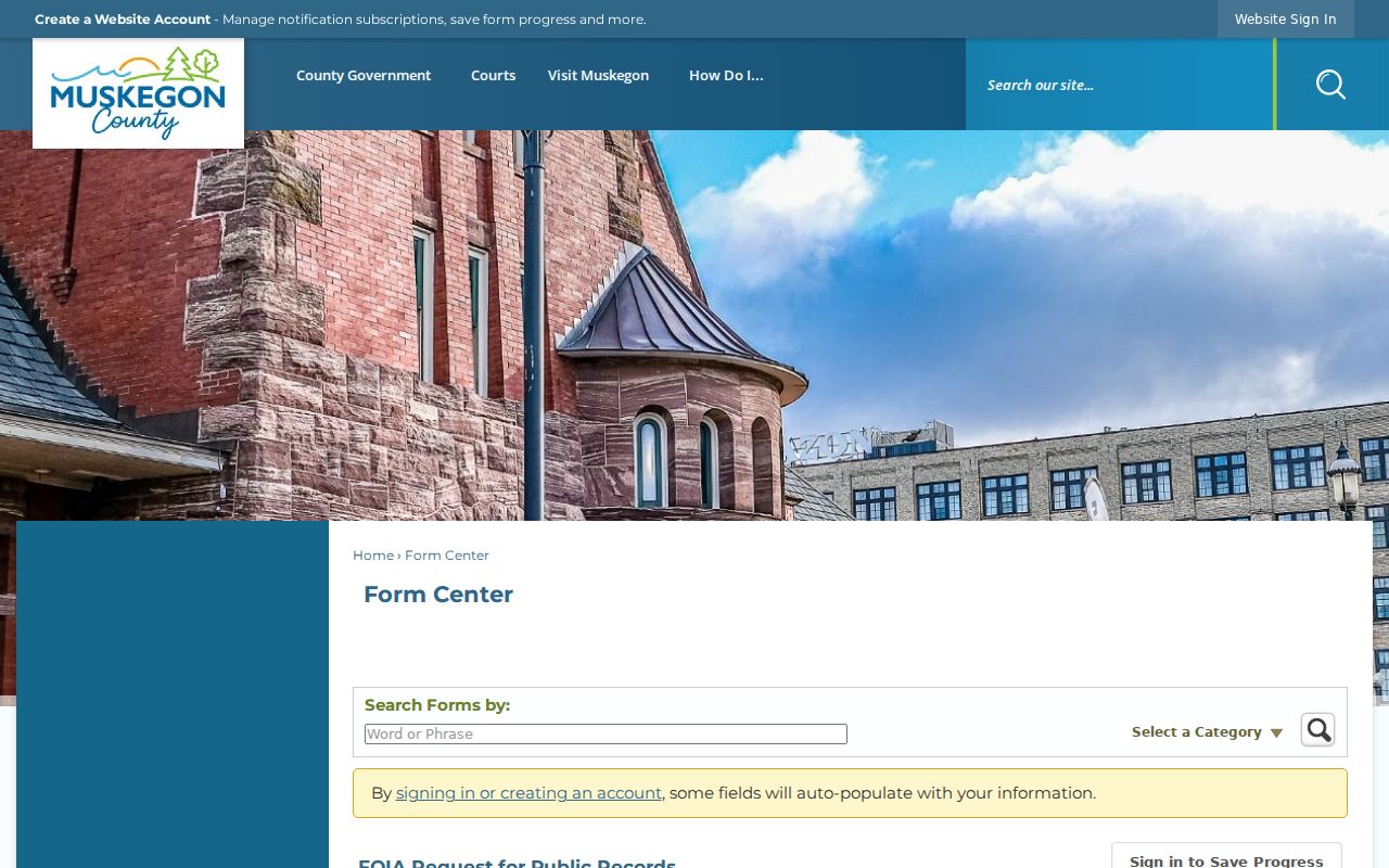 Muskegon County court records online FOIA request fields