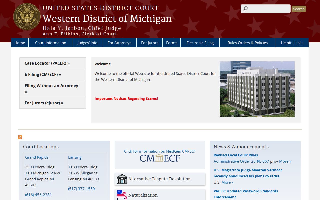 Muskegon County court docket federal court access